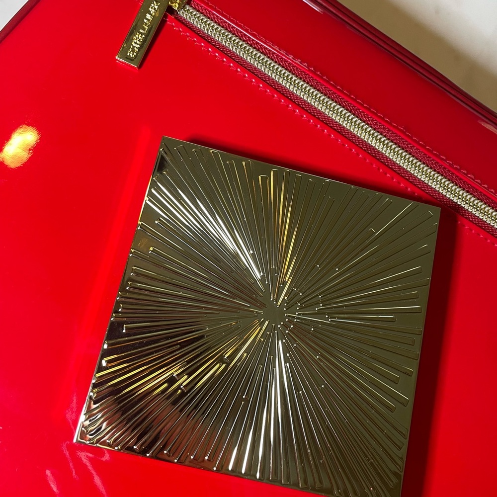 Estee Lauder Eye Shadow and Blush + Red Patent Clutch with Gold Accents - Picture 2 of 5